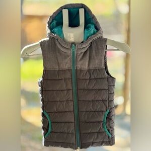 Sonoma Boys Puffer Vest Hooded Size 6 Gray Teal Quilted Zip